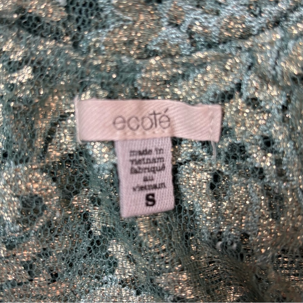 Urban Outfitters Ecote Lace Tiered Nylon Metallic Teal Tank Top Small Fairy - Picture 5 of 7